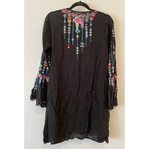 Johnny Was Lulu Hummingbird Heavily Embroidered Tunic Shift Dress Top Boho Small - Picture 2 of 9